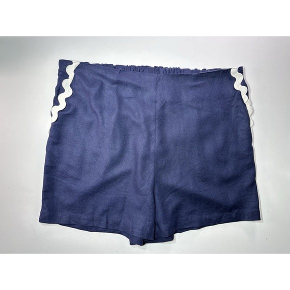 Sail to Sable Sailor Shorts Navy Blue Linen‎ Blend High Waist Pull On Size Large